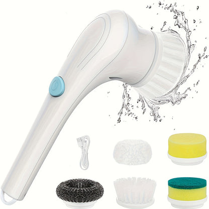 Cordless Electric Scrubber 5 Heads USB Rechargeable