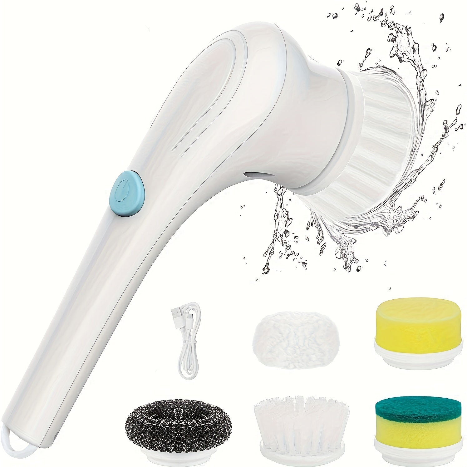 Cordless Electric Scrubber 5 Heads USB Rechargeable